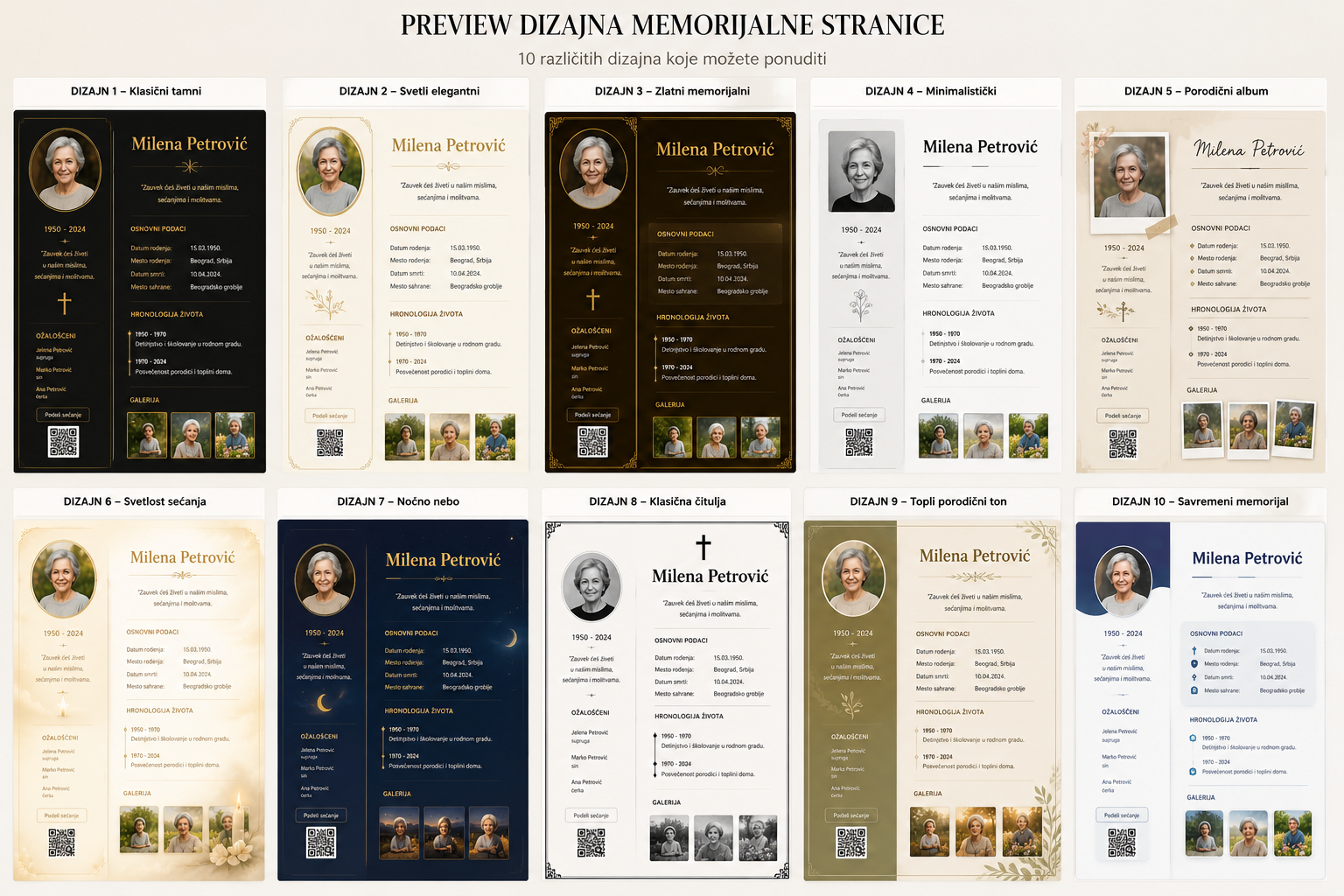 Preview dizajna memorijalnih stranica
